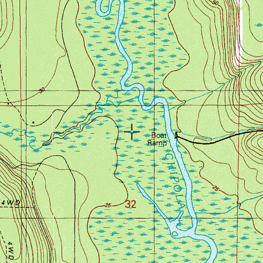 Topographic Map of Woods Fish Camp (historical), FL