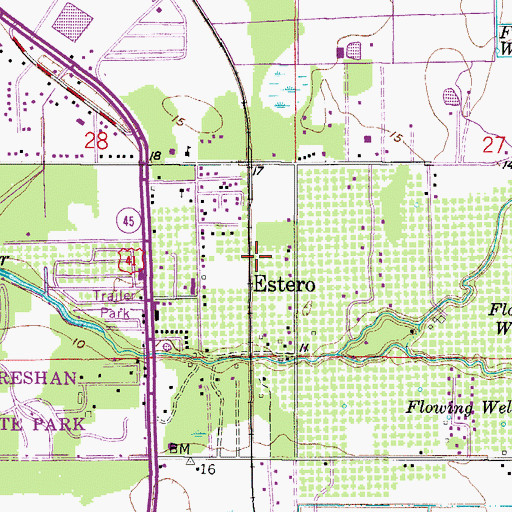 Topographic Map of Estero Bay Aquatic Preserve, FL