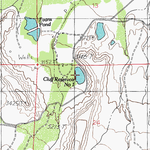 Topographic Map of Cluff Reservoir Number One, AZ