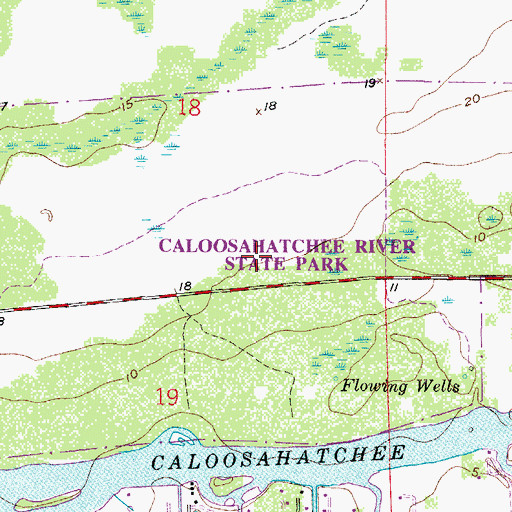 Topographic Map of Caloosahatchee River State Park, FL