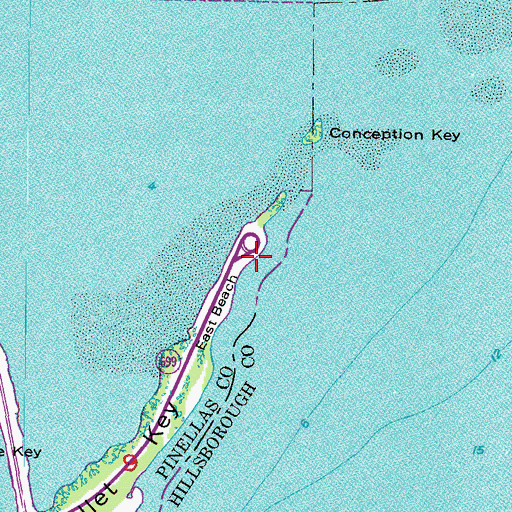 Topographic Map of East Beach, FL
