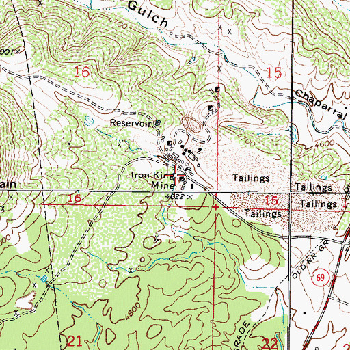 Topographic Map of Iron King Mine, AZ