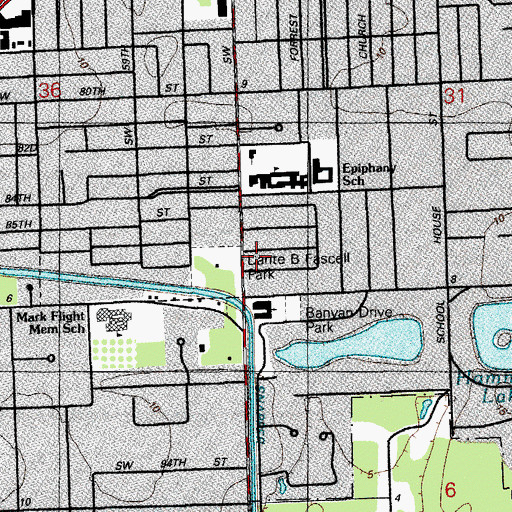 Topographic Map of Saint Brendan High School, FL