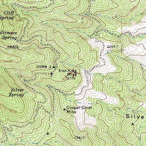 Topographic Map of Iron King Mine, AZ