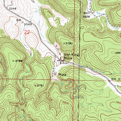 Topographic Map of Iron King Mine, AZ
