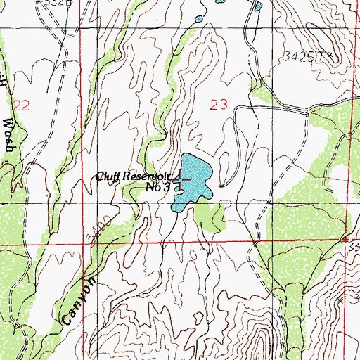 Topographic Map of Cluff Reservoir Number Three, AZ