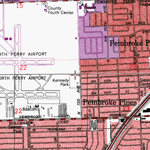 Topographic Map of Kennedy Park, FL