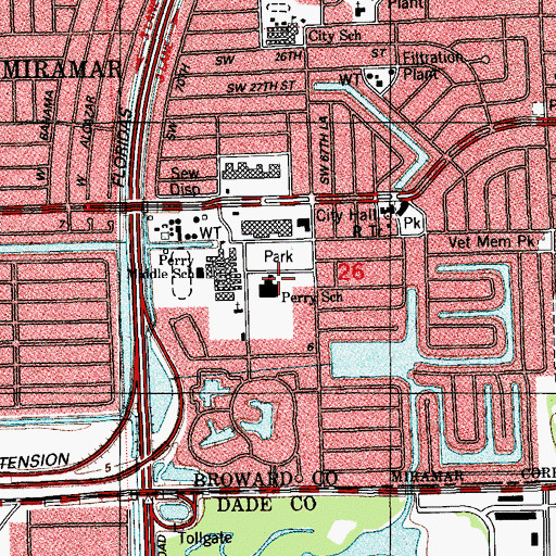Topographic Map of Annabel C Perry Elementary School, FL