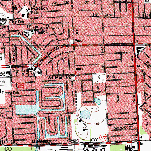 Topographic Map of Veterans Memorial Park, FL