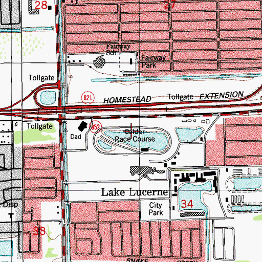 Topographic Map of Calder Race Course, FL