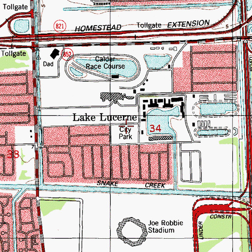 Topographic Map of Lake Lucerne City Park, FL