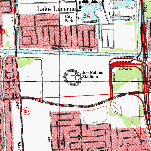 Topographic Map of Land Shark Stadium, FL