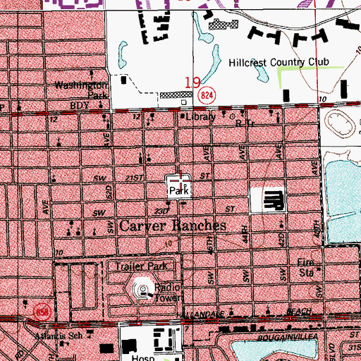 Topographic Map of Corver Ranches Recreation Center, FL
