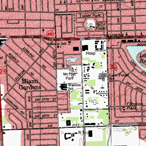 Topographic Map of McTyre Park, FL