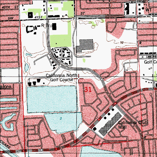Topographic Map of California North Golf Course, FL