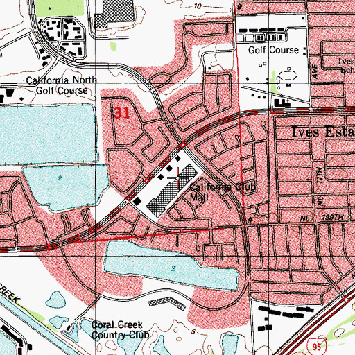 Topographic Map of California Club Mall, FL