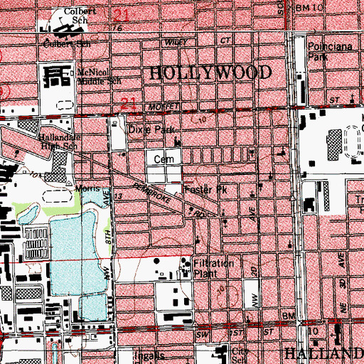 Topographic Map of Foster Park, FL