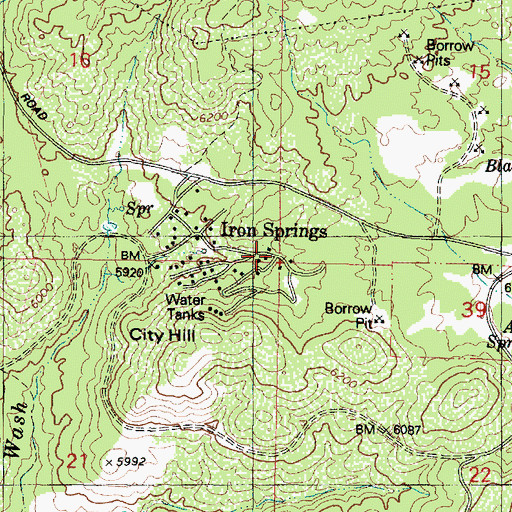 Topographic Map of Iron Springs, AZ