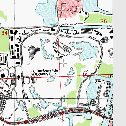 Topographic Map of Turnberry Isle Country Club, FL