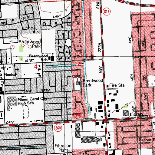 Topographic Map of Brentwood Park, FL