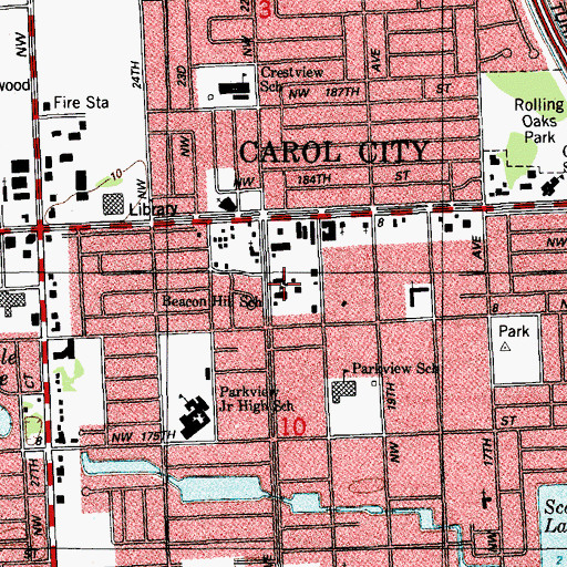 Topographic Map of Beacon Hill School, FL