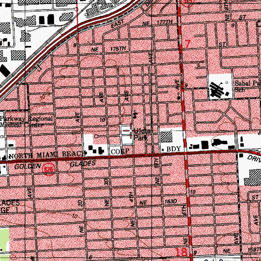 Topographic Map of Uleta Park, FL