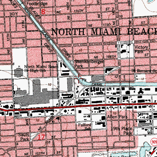 Topographic Map of Snake Creek Park, FL
