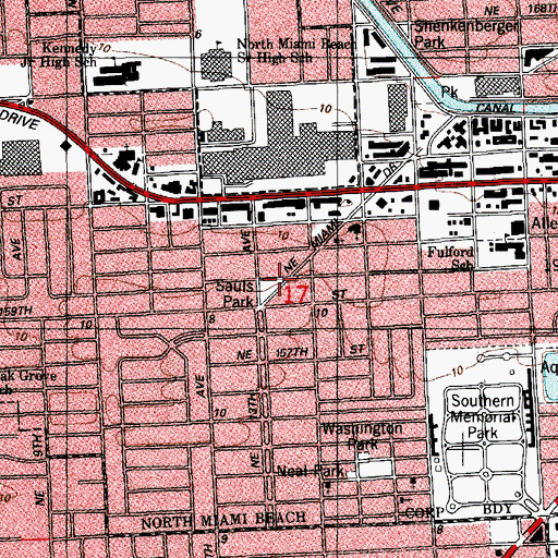 Topographic Map of Sauls Park, FL