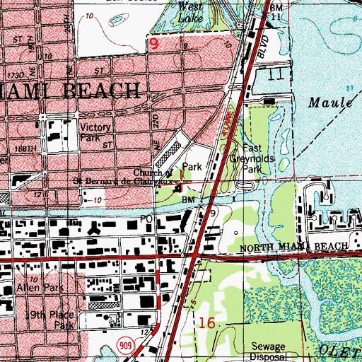 Topographic Map of Saint Bernard de Clairvaux Episcopal Church, FL