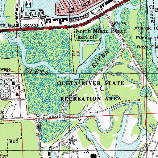 Topographic Map of Oleta River State Park, FL