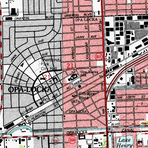 Topographic Map of Opa-Locka School, FL