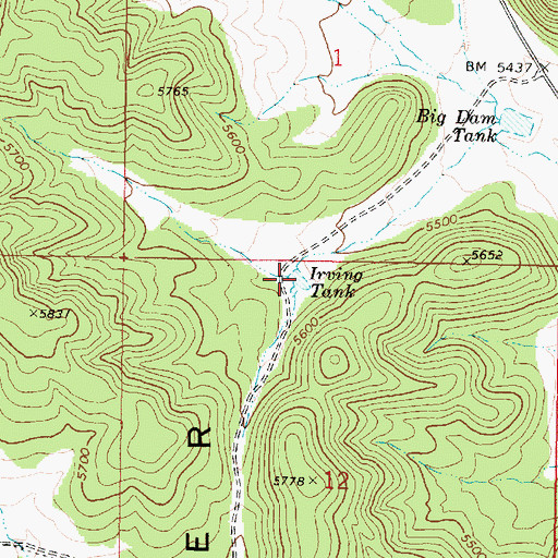 Topographic Map of Irving Tank, AZ
