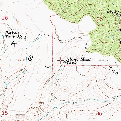 Topographic Map of Island Mesa Tank, AZ