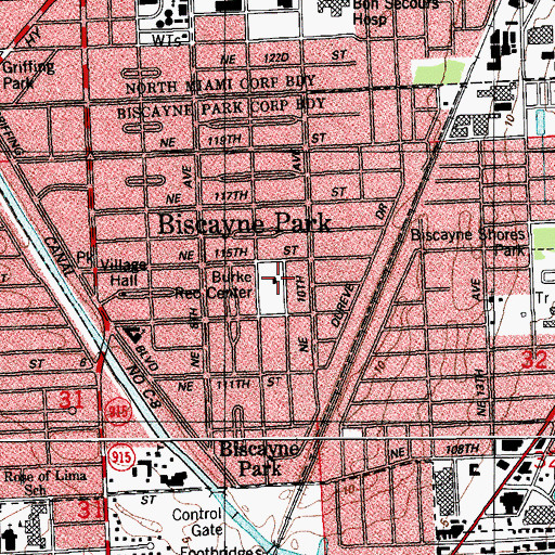 Topographic Map of Burk Recreation Center, FL
