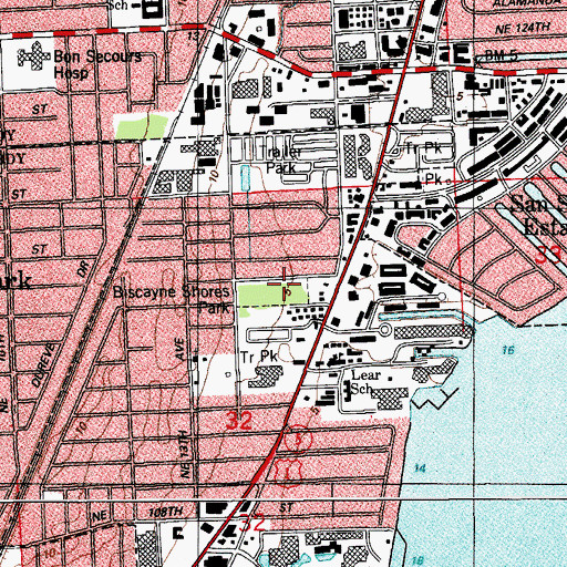Topographic Map of Biscayne Shores Park, FL