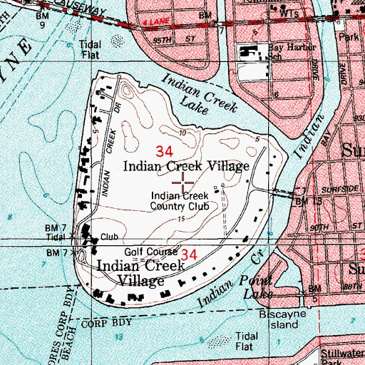Topographic Map of Indian Creek Country Club, FL