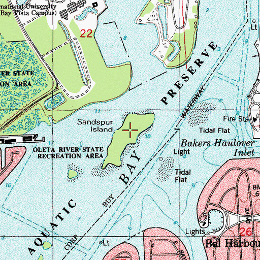 Topographic Map of Sandspur Island, FL