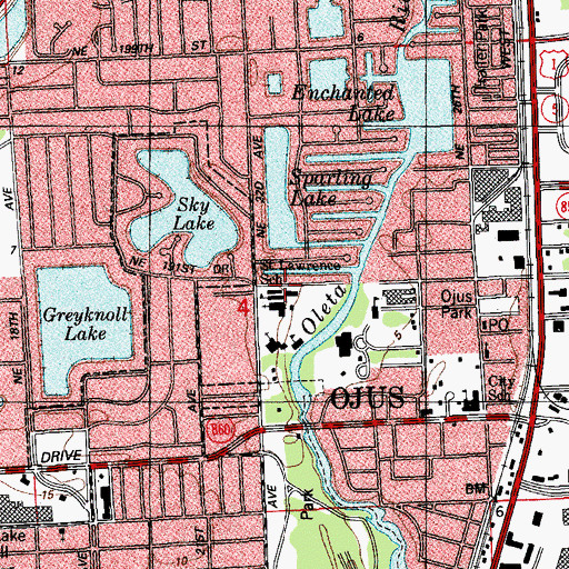 Topographic Map of Saint Lawrence School, FL