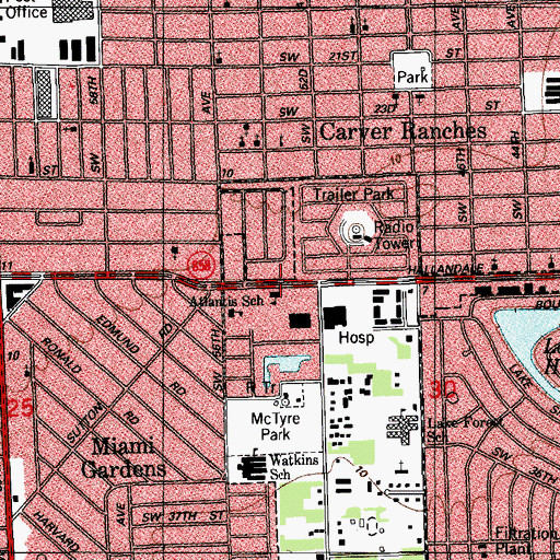 Topographic Map of Atlantis School, FL