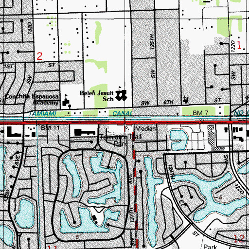 Topographic Map of Tamiami Trail Park, FL