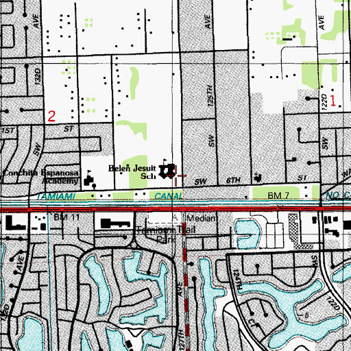 Topographic Map of Belen Jesuit School, FL