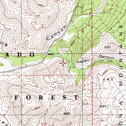Topographic Map of Italian Canyon, AZ