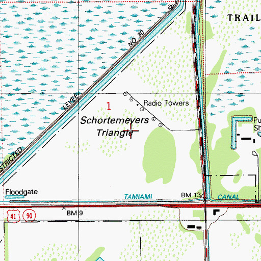 Topographic Map of Schortemeyers Triangle, FL