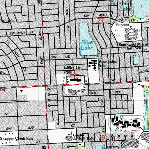 Topographic Map of Miller Drive Park, FL