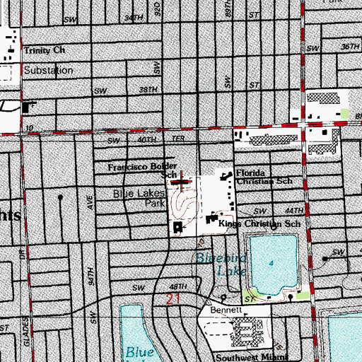 Topographic Map of Francisco Baldor School, FL