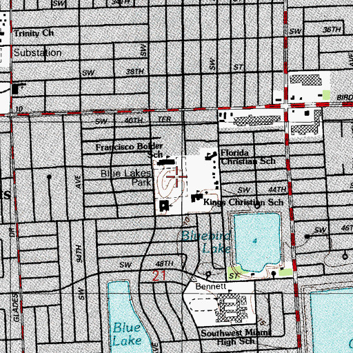 Topographic Map of Blue Lakes Park, FL