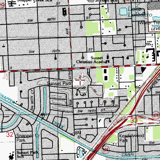 Topographic Map of Sunset Park, FL