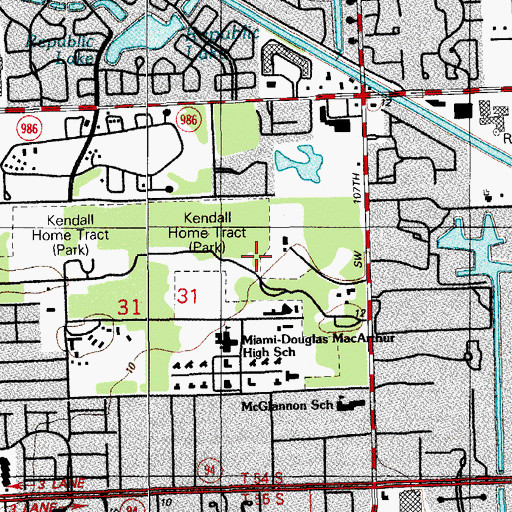 Topographic Map of Kendall Home Tract, FL