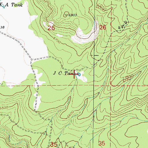 Topographic Map of J C Tank, AZ