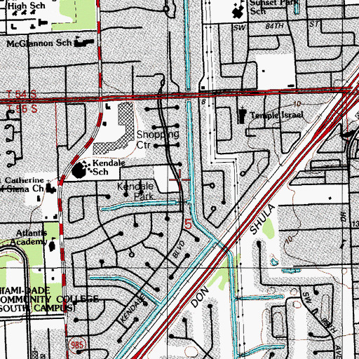 Topographic Map of Kendale Park, FL